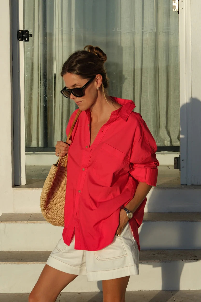CERES LIFE | PETA OVERSIZED SHIRT - HERITAGE RED