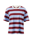 CERES LIFE | STEVIE SLOUCHY TEE - BURGUNDY / SKY BLUE STRIPE