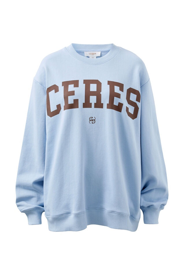 CERES LIFE | OVERSIZED SLOUCHY CREW - CHALK BLUE