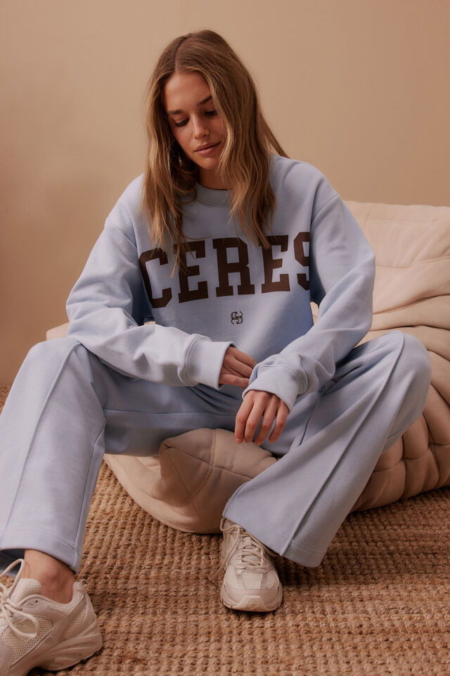 CERES LIFE | OVERSIZED SLOUCHY CREW - CHALK BLUE