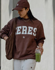 CERES LIFE | ISLA OVERSIZED SLOUCHY CREW - CHOCOLATE