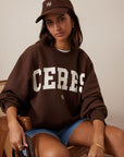 CERES LIFE | ISLA OVERSIZED SLOUCHY CREW - CHOCOLATE