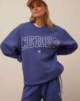CERES LIFE | ISLA OVERSIZED SLOUCHY CREW - WASHED NAVY / WHITE