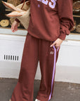 CERES LIFE | GIGI WIDE LEG TERRY TRACKPANT - BURNT TOFFEE
