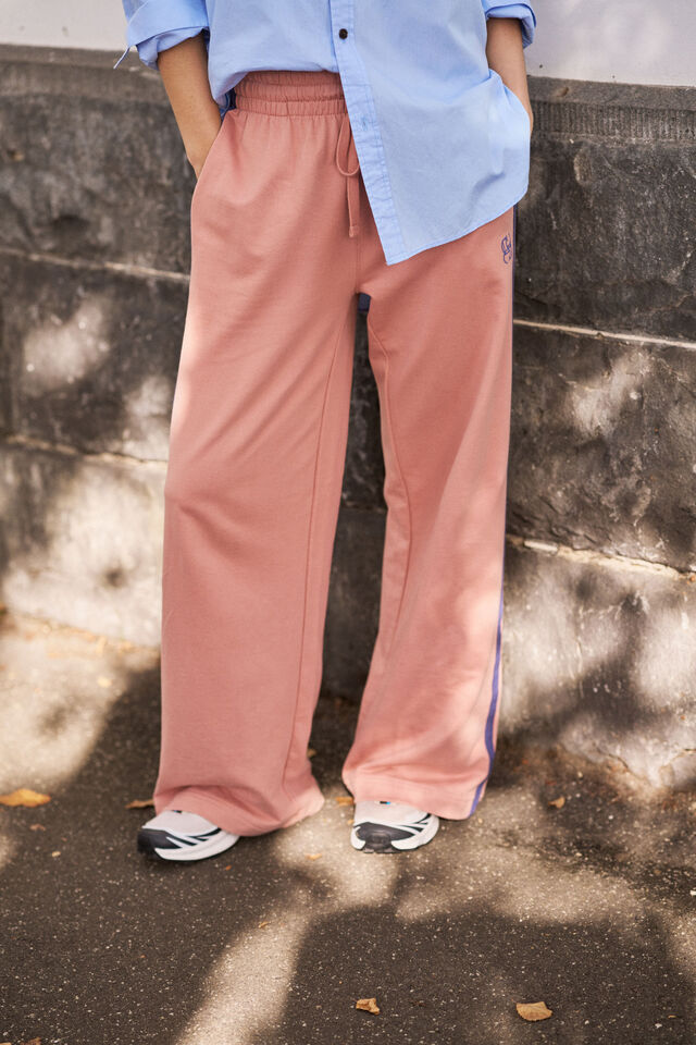 CERES LIFE | GIGI WIDE LEG TRACKPANT - PINK CLAY