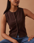 CERES LIFE | LYLA BUTTON THROUGH RIB TANK
