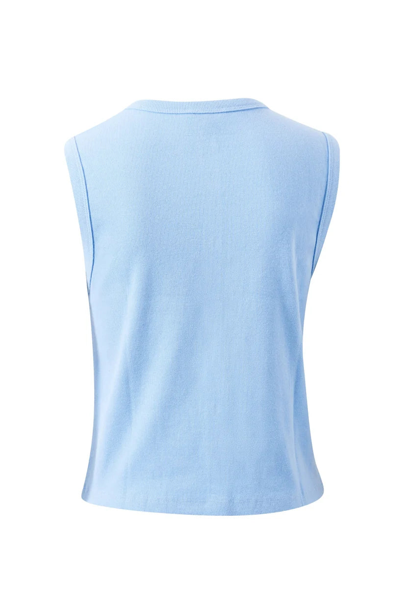 CERES LIFE | LYLA BUTTON THROUGH RIB TANK - SKY BLUE