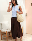 CERES LIFE | LYLA BUTTON THROUGH RIB TANK - SKY BLUE