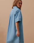 CERES LIFE | AVA SHORT SLEEVE MINI DRESS - VINTAGE BLUE