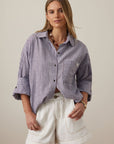 CERES LIFE | MIYA SHIRT - WINE / BLUE STRIPE