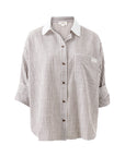 CERES LIFE | MIYA SHIRT - BROWN / WHITE STRIPE