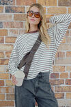 CERES LIFE | BEAU LONG SLEEVE SLOUCHY TEE - MILK/BROWN STRIPE