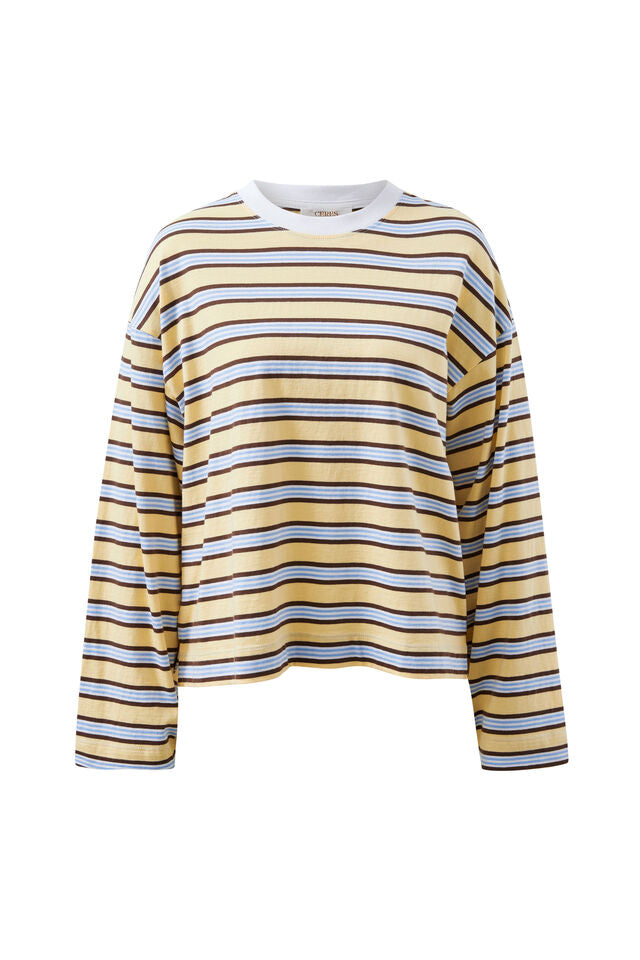 CERES LIFE | BEAU LONG SLEEVE SLOUCHY TEE - BUTTER BRUNETTE