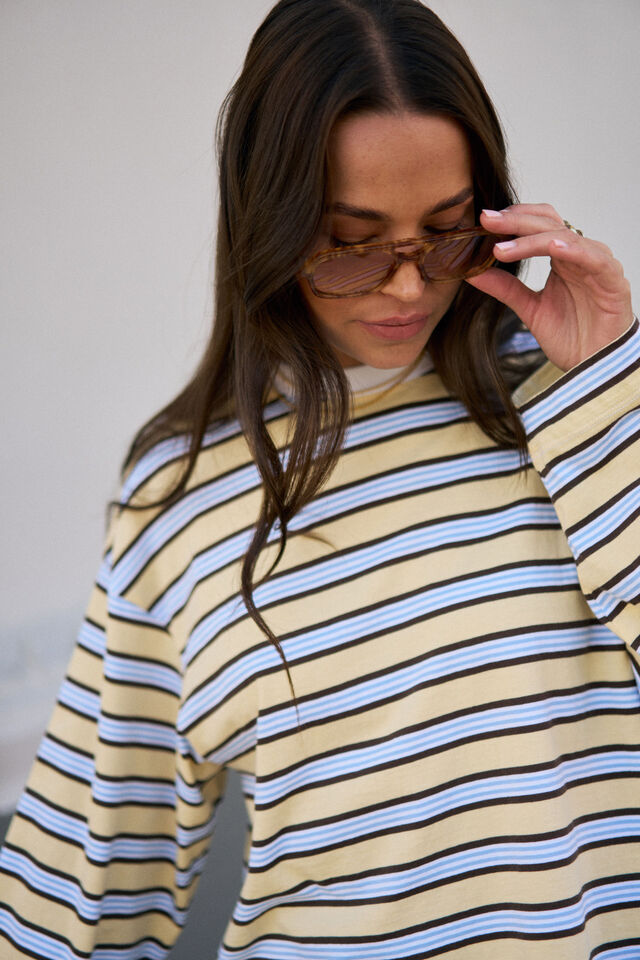 CERES LIFE | BEAU LONG SLEEVE SLOUCHY TEE - BUTTER BRUNETTE