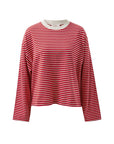 CERES LIFE | BEAU LONG SLEEVE SLOUCHY TEE - MULBERRY/RED/STONE STRIPE