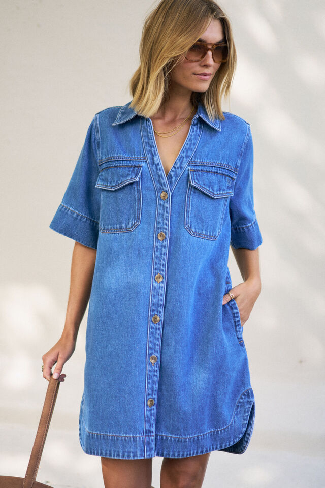 CERES LIFE | BONNIE RELAXED SHIRT DRESS - FRESH INDIGO