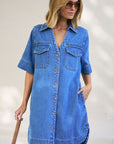 CERES LIFE | BONNIE RELAXED SHIRT DRESS - FRESH INDIGO