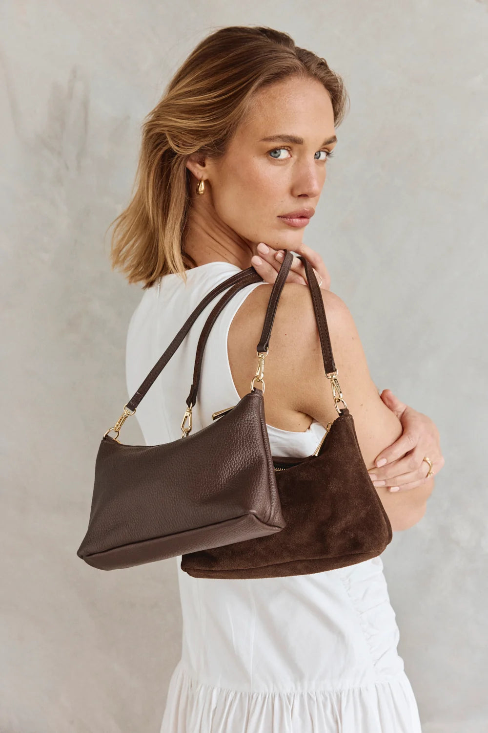 VESTIRSI | ASHLEY SUEDE CROSSBODY - DARK CHOC