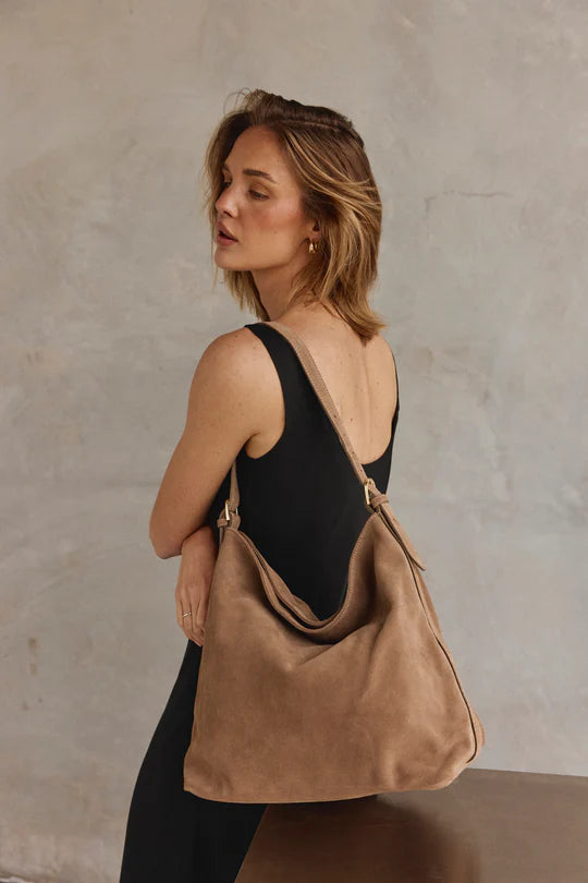 VESTIRSI | SAVANNAH BROWN SUEDE HOBO BAG