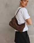 VESTIRSI | EDEN DARK CHOCOLATE SUEDE SHOULDER BAG