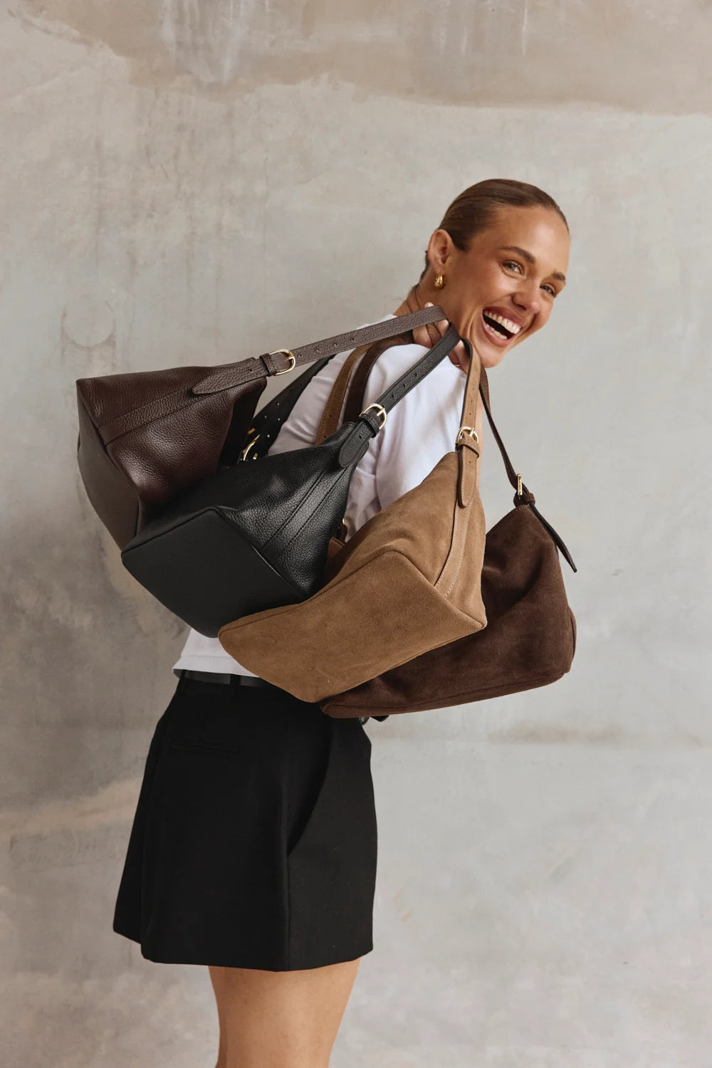 VESTIRSI | EDEN DARK CHOCOLATE SUEDE SHOULDER BAG