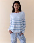 LITTLE LIES | BOBBIE TOP - SOFT BLUE / WHITE STRIPE