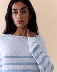 LITTLE LIES | BOBBIE TOP - SOFT BLUE / WHITE STRIPE