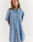 LA BOHEME GIRLS | PEYTON MINI DRESS - DENIM HEARTS