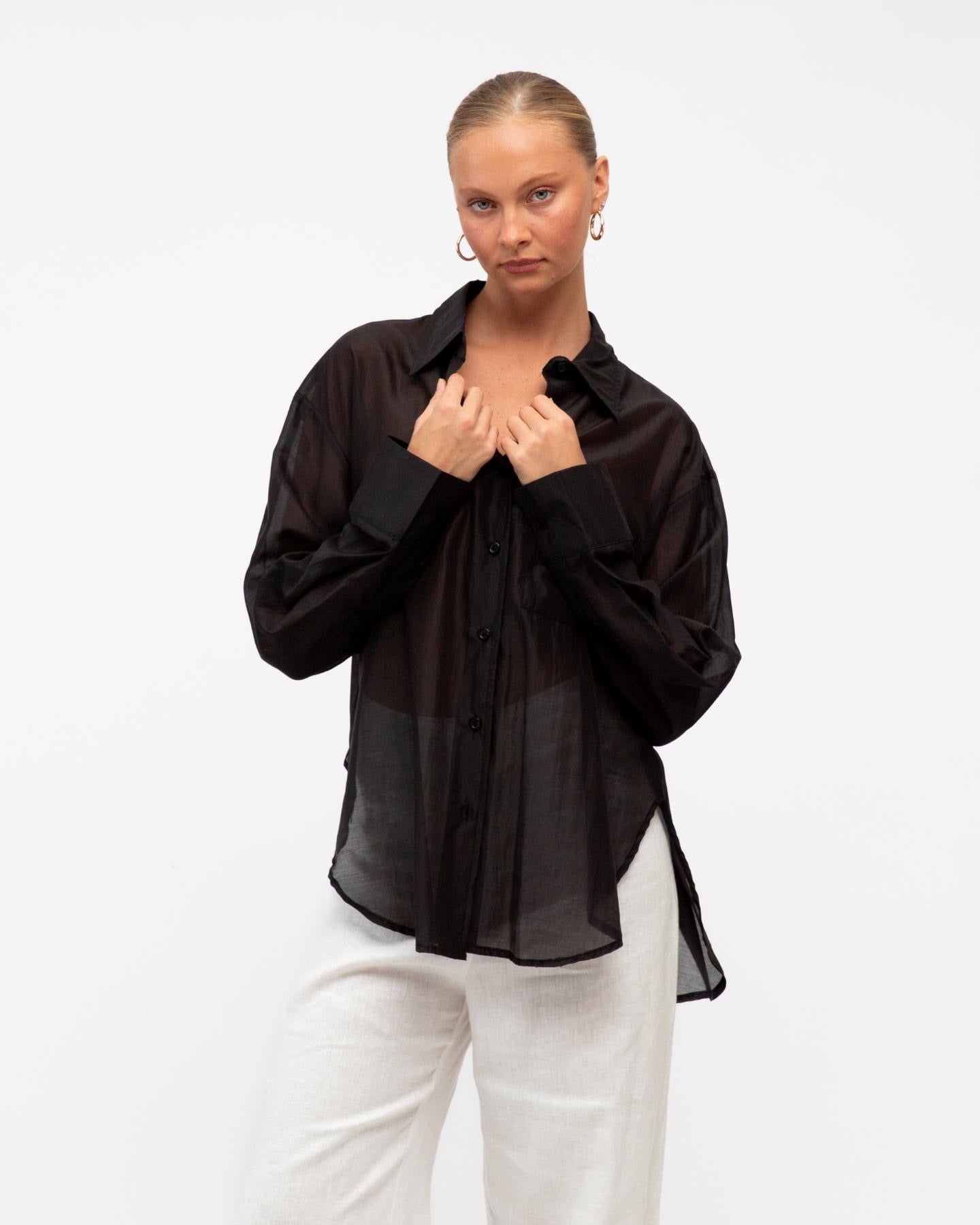 MINT | SHEER SHIRT - BLACK
