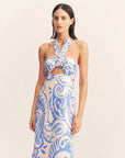 SHONA JOY | FRANCIS RUCHED HALTER MIDI DRESS