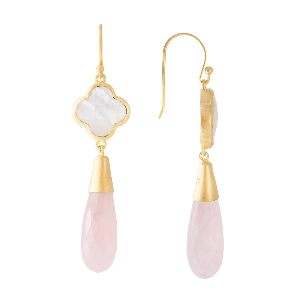 FAIRLEY | ROSE QUARTZ MOTHER OF PEARL HOOKS