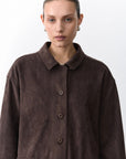 LITTLE LIES | SUEDE SHACKET - CHOCOLATE