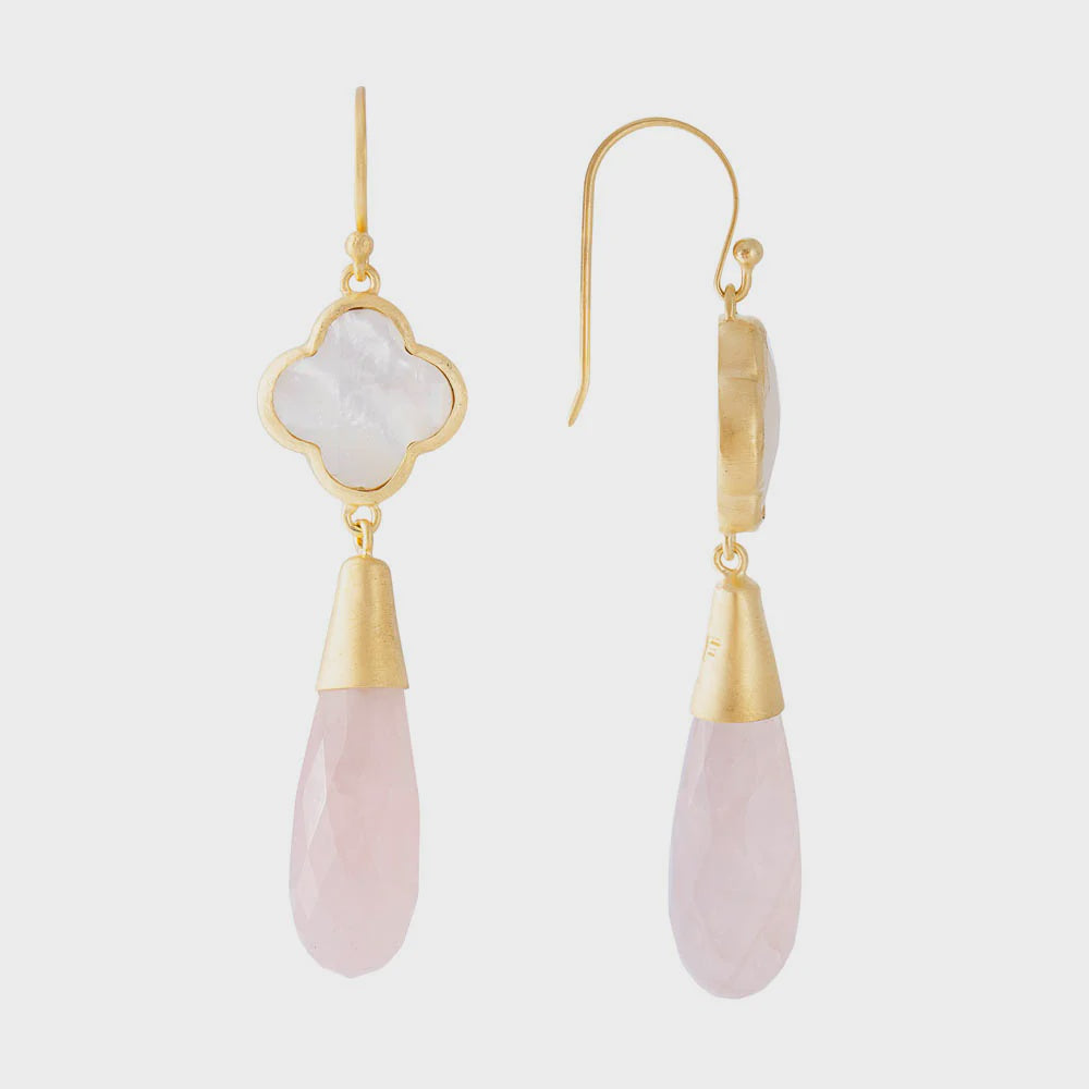 FAIRLEY | ROSE QUARTZ MOTHER OF PEARL HOOKS