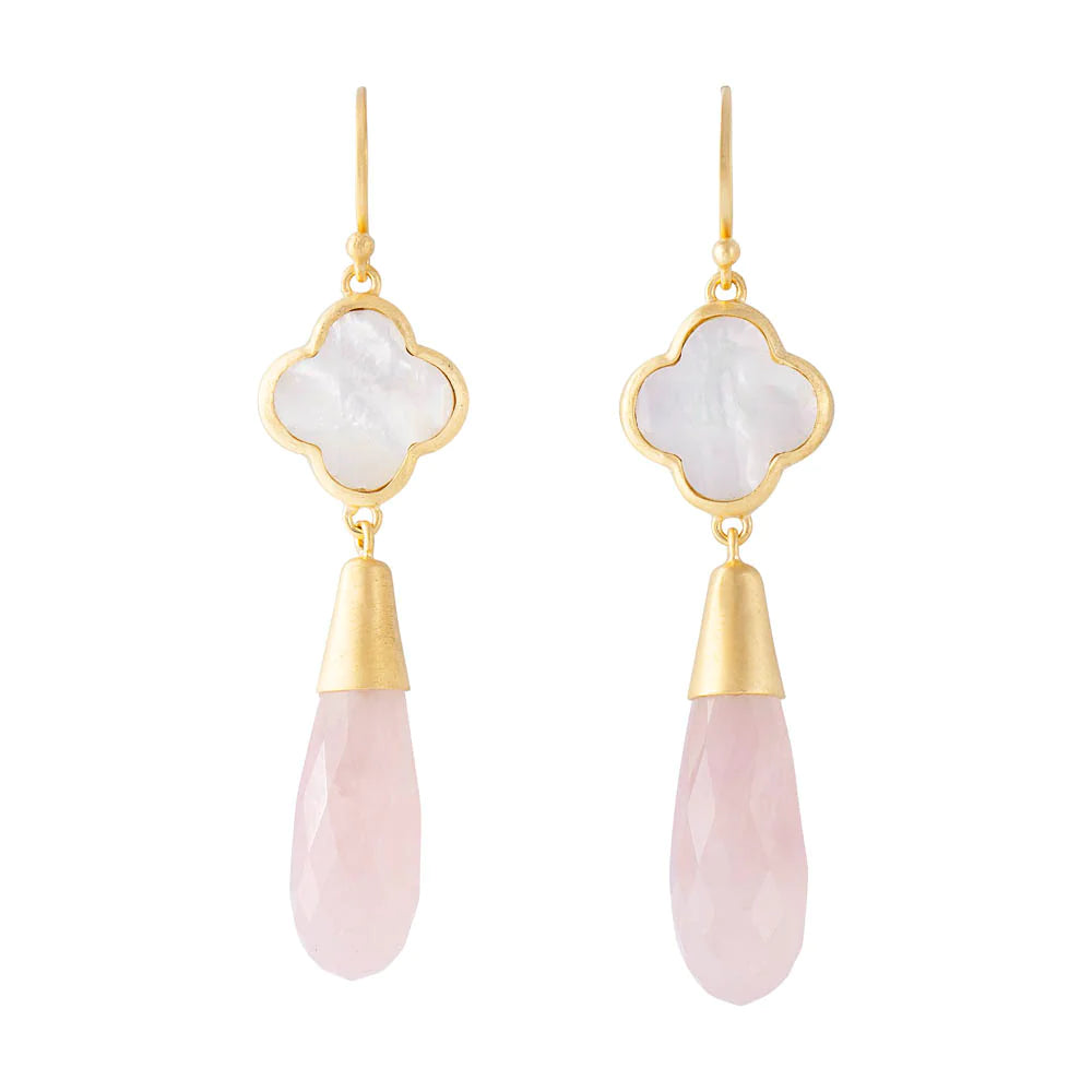 FAIRLEY | ROSE QUARTZ MOTHER OF PEARL HOOKS