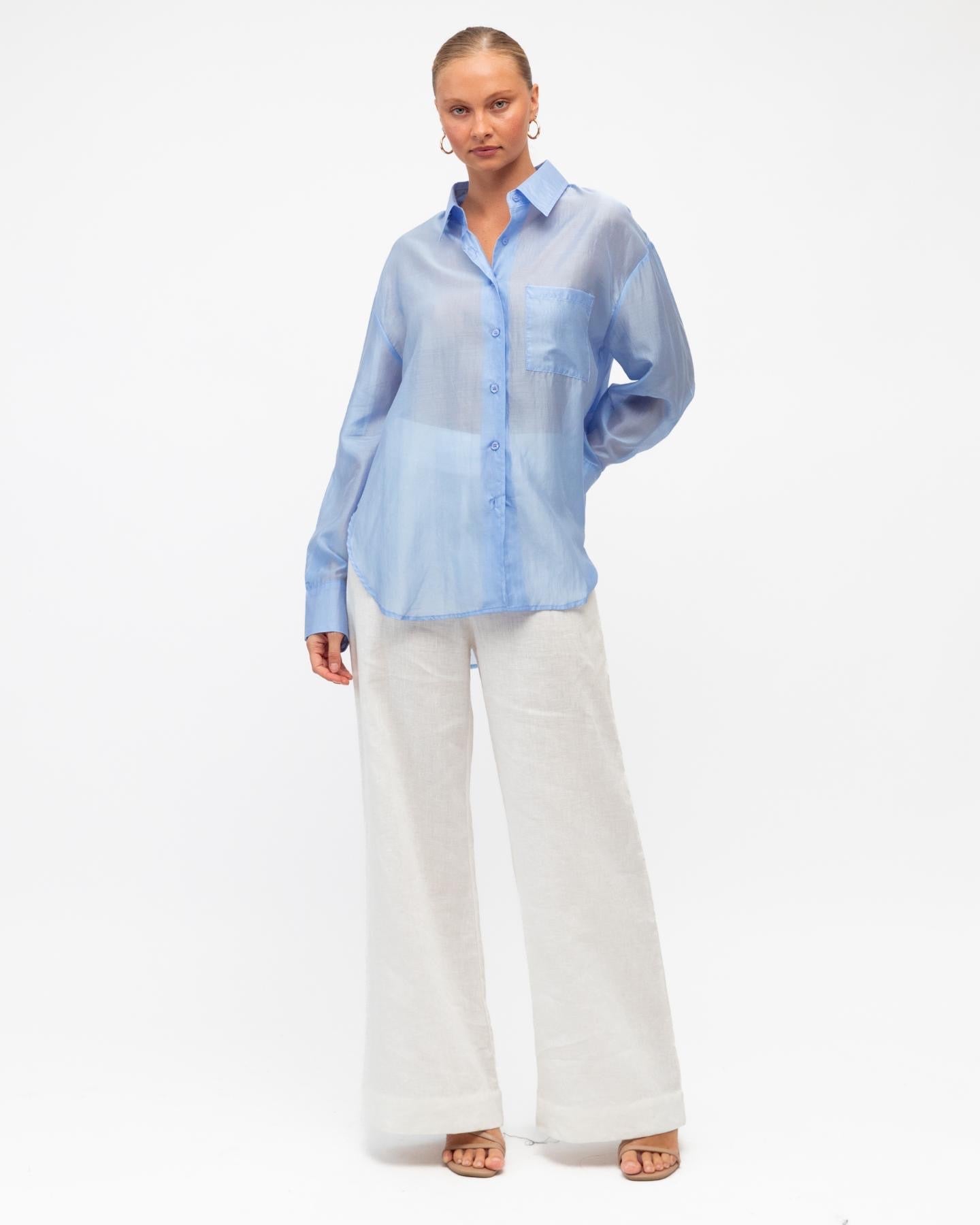 MINT | SHEER SHIRT - SKY BLUE