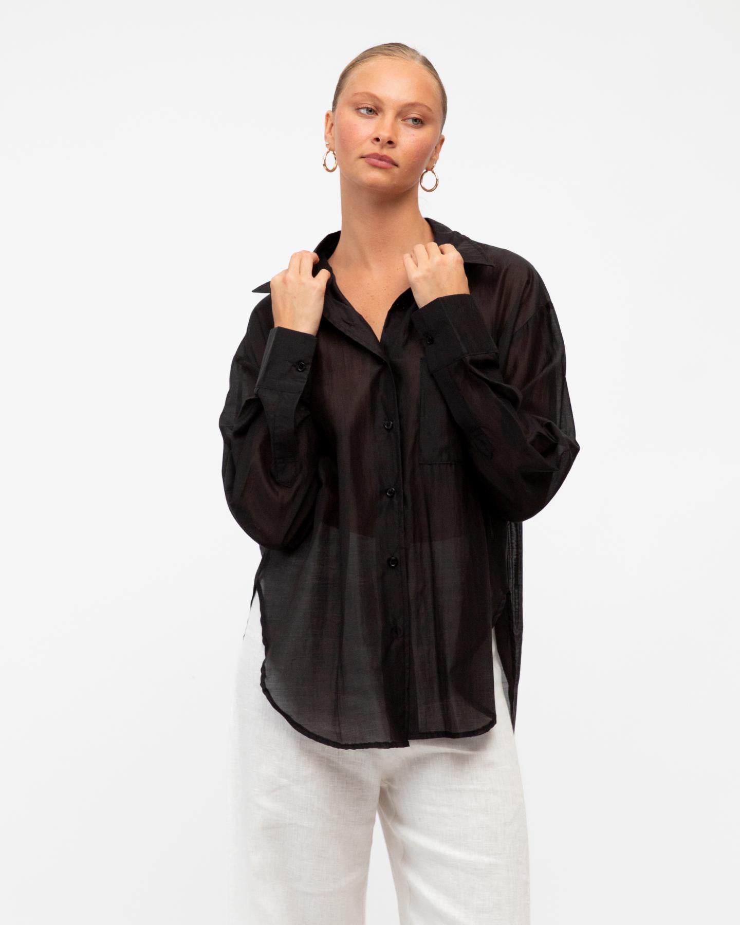 MINT | SHEER SHIRT - BLACK