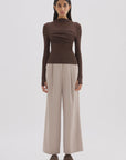 NUDE LUCY |  ASTER L/S MESH TOP - CHOCOLATE