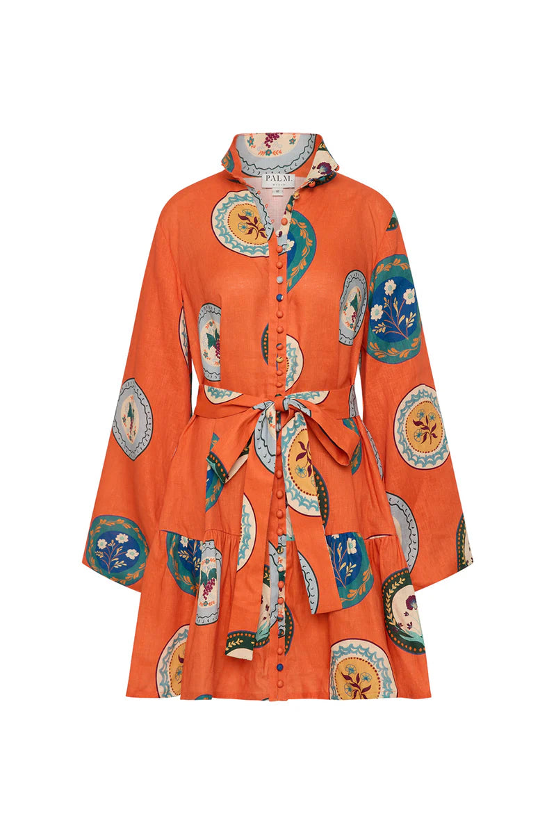 PALM NOOSA | AUSTIN MINI DRESS - ORANGE PLATES