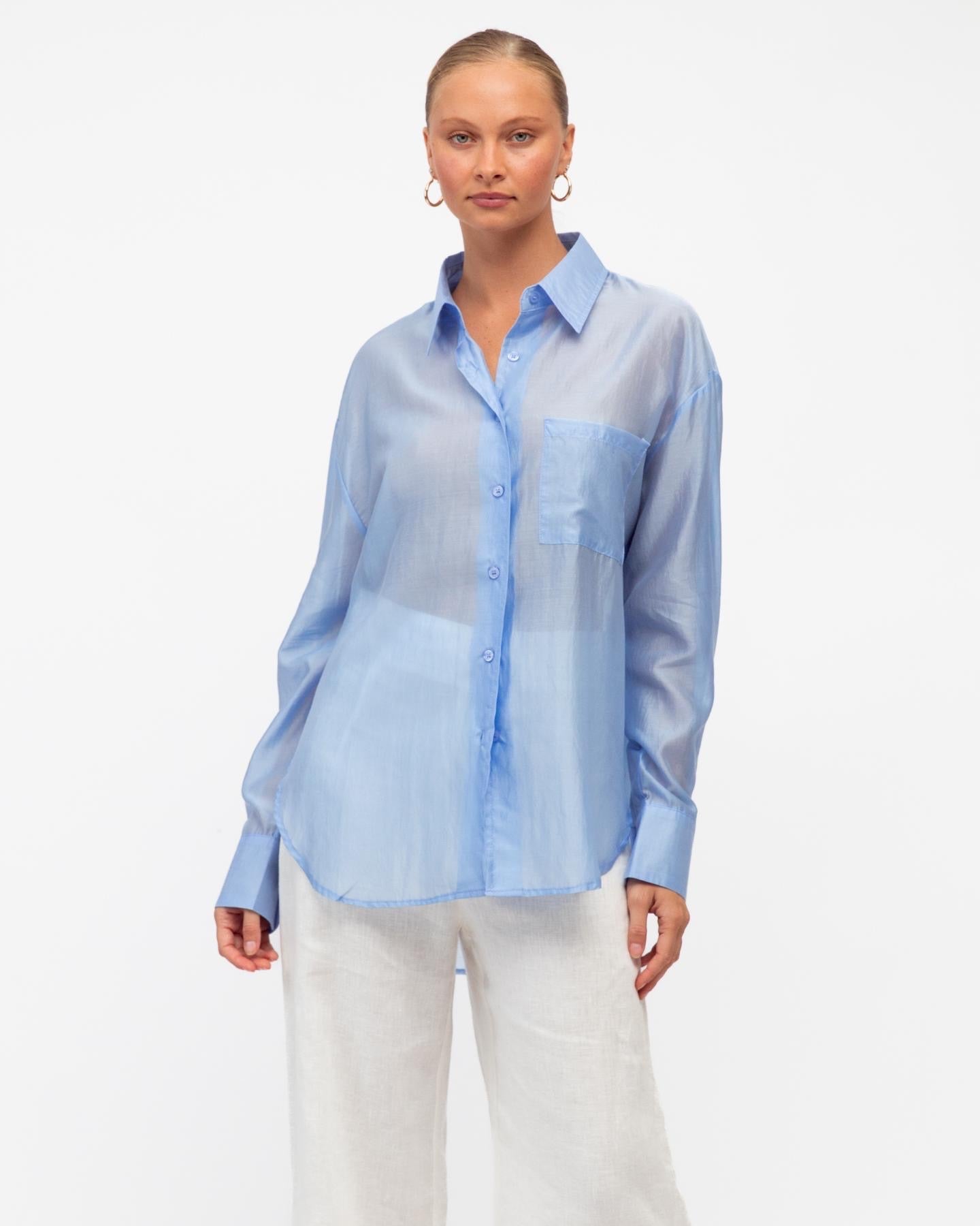 MINT | SHEER SHIRT - SKY BLUE
