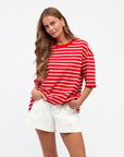MINT | MIMI STRIPE TEE - RED / PINK