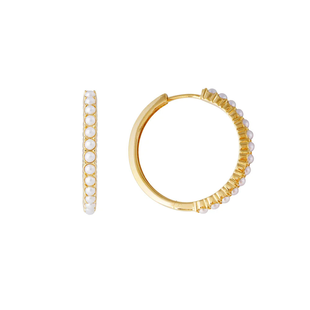 FAIRLEY | SLIM CRYSTAL PEARL MAXI HOOP