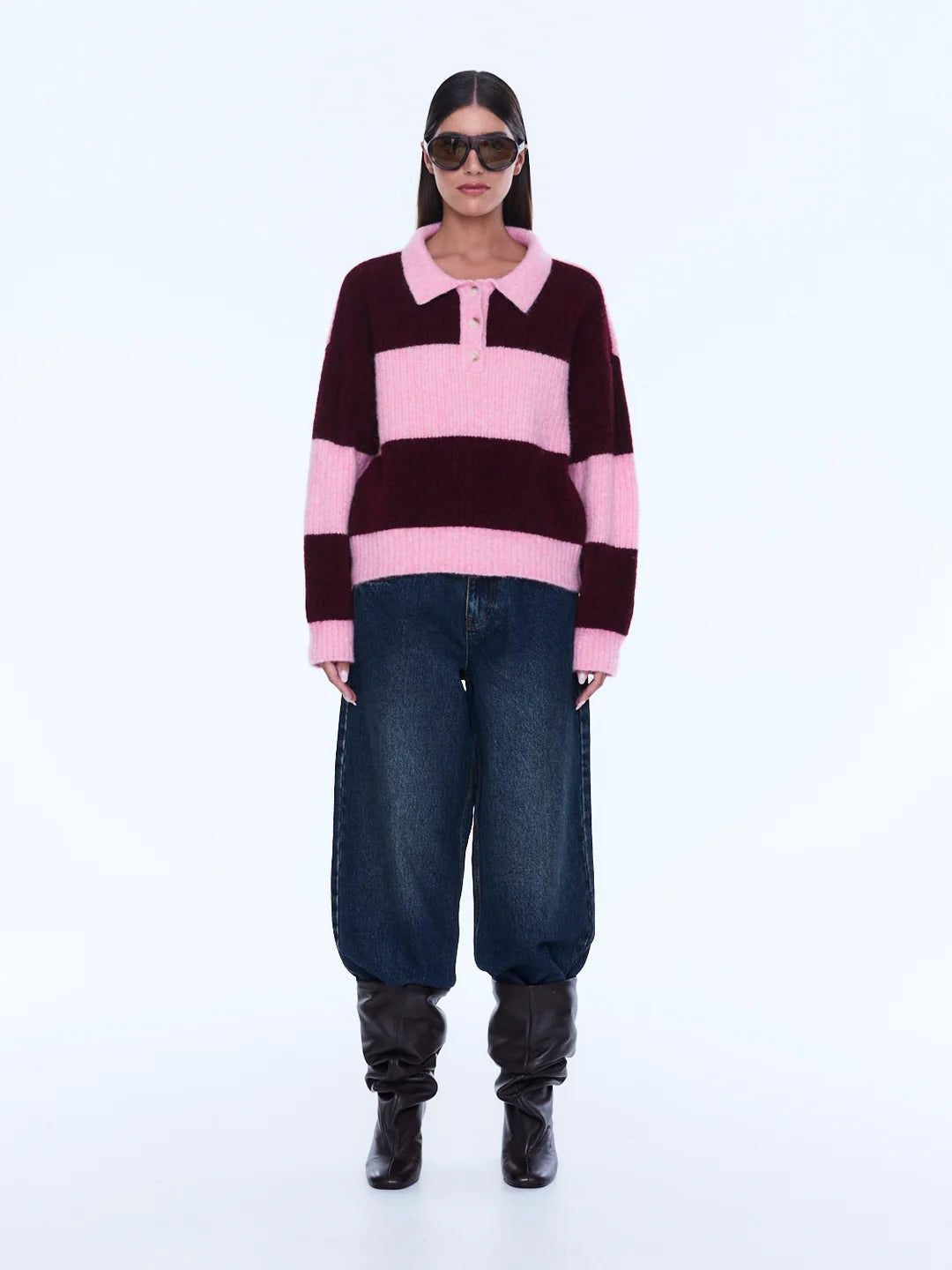 ENA PELLY | MIKAELA KNIT SWEATER - CHERRY STRIPE