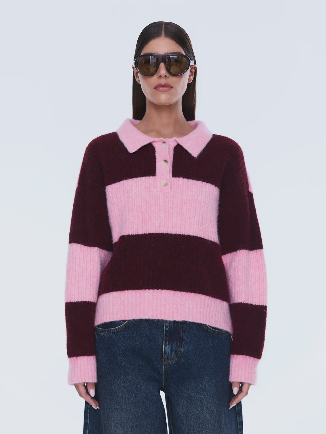 ENA PELLY | MIKAELA KNIT SWEATER - CHERRY STRIPE