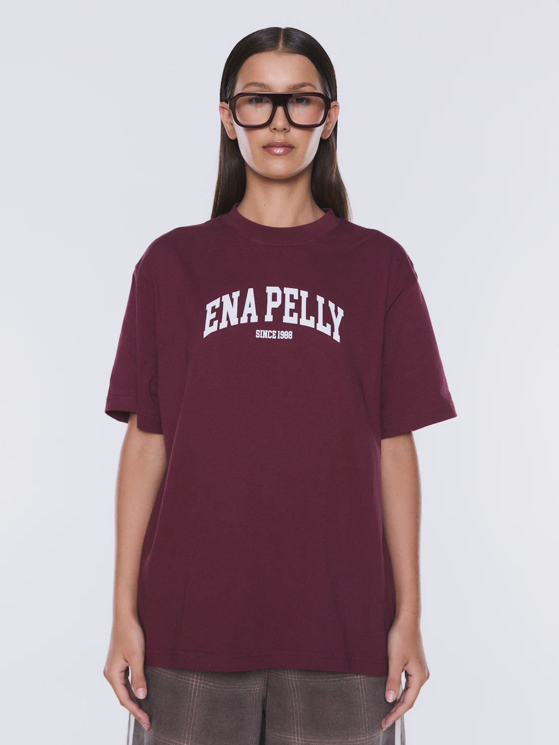 ENA PELLY | IVY RELAXED TEE - BURGUNDY
