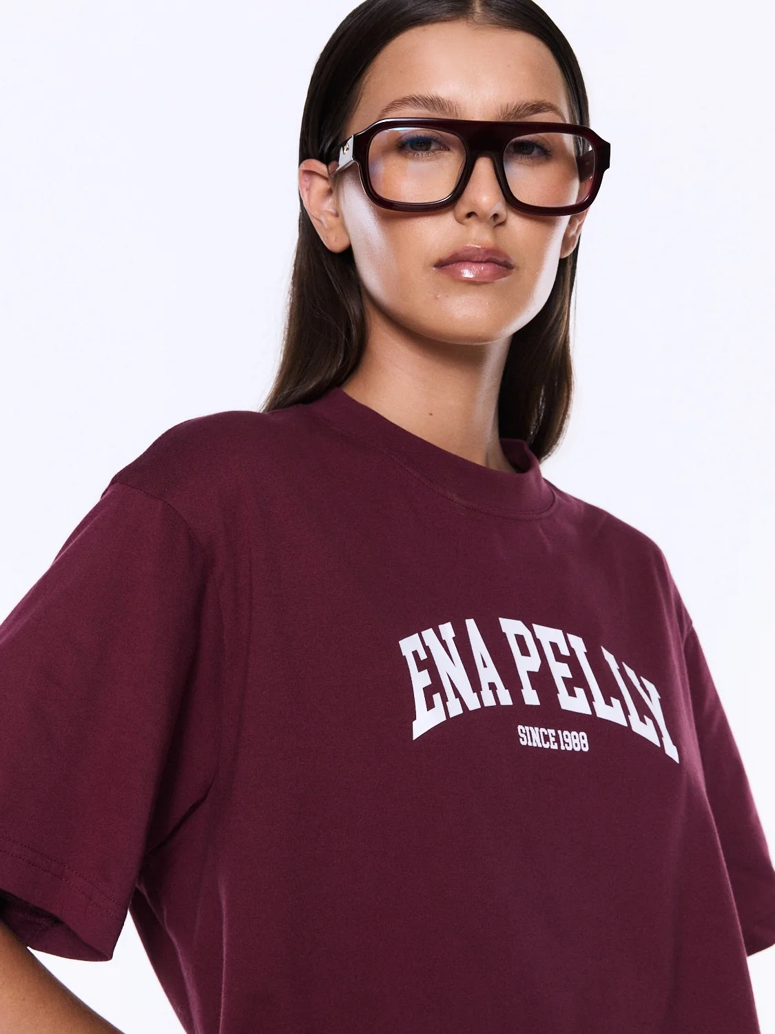 ENA PELLY | IVY RELAXED TEE - BURGUNDY