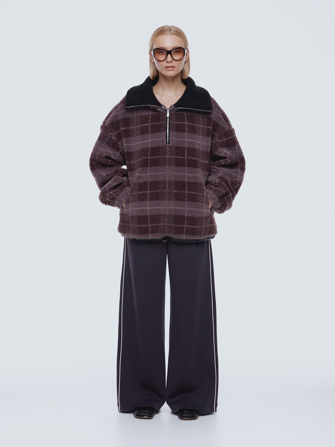 ENA PELLY | WINNIE QTR ZIP - BURGUNDY STRIPE