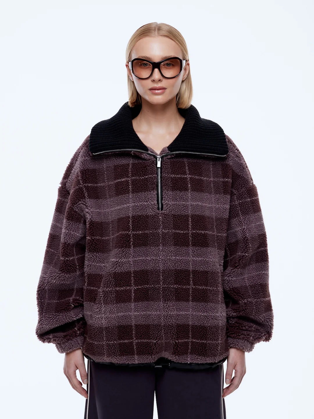 ENA PELLY | WINNIE QTR ZIP - BURGUNDY STRIPE