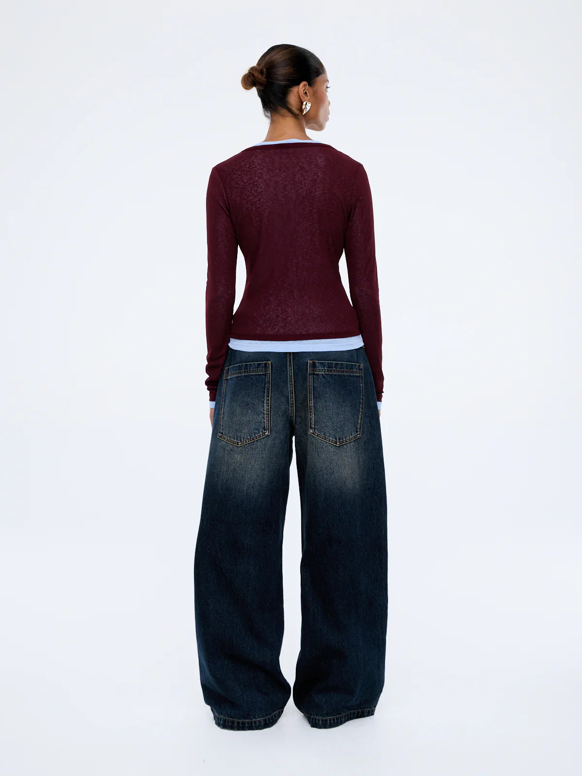ENA PELLY | BLAIR LONG SLEEVE TOP - DEEP CHERRY RED