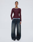 ENA PELLY | BLAIR LONG SLEEVE TOP - DEEP CHERRY RED