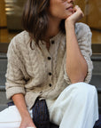 CERES LIFE | HEIDI CABLE KNIT CARDI - OAT